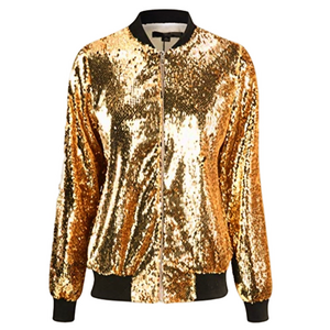 NEW Gold Sequin Glam Bomber Jacket - Party/Concert/Holiday - L